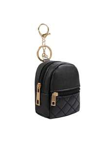 "Mini Backpack Keychain For Women, Cute Bag Keyring, Coin Pouch, Card Holder & Cable Organizer – Zipper Storage, Perfect For All Seasons" - Black - View 12