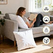 Haboqo Throw Pillow Insert - Pack Of 4 Lightweight Soft Polyester Down Alternative Decorative Pillow, Sham Stuffer - 18x18 Couch Cushion Pillows, Machine Washable (Set Of 4) - 白色 - 查看 7