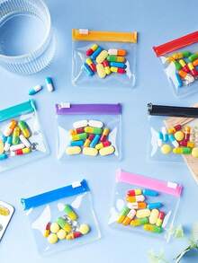 Mini 6-Slot Portable Pill Box, Medicine Storage Box, Travel Pill Case Printed With "My Pill Bag" And Pill Pattern, 6-Slot Weekly Pill Organizer, First Trip Pill Storage Box, Daily Vitamin Pill Box, Pocket Pill Case, Charming Storage Box, Household & Travel Essential - Multicolor - View 9