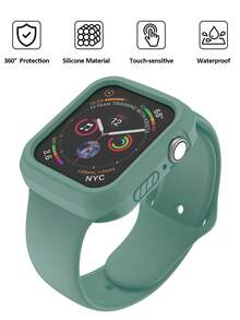 二合一，兼容 40mm、41mm、42mm、44mm、45mm、46mm 和 49mm 的 表带和表壳。柔软舒适、休闲运动的硅胶表带，搭配防震、防刮、弹性十足的硅胶表壳。兼容 Ultra/11/10/9/8/7/6/5/4/SE 型号。男女通用。完美贴合，触感舒适。 - 矽膠錶帶+錶殼-松針綠 - 查看 5