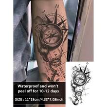 Tatuaje temporal de manga, pegatina de tatuaje de media manga personalizada con hierbas, tatuaje impermeable y de larga duración sin reflejo - Halloween - Ver 7