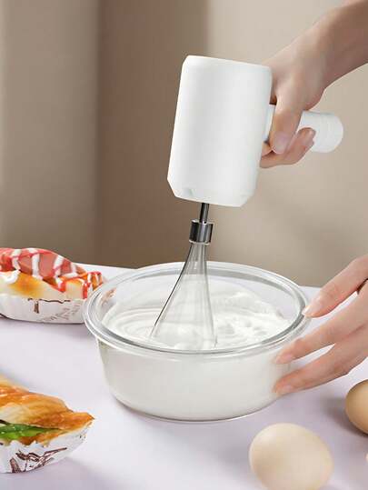 1pc Wireless Electric Rechargeable Hand-Held Egg Beater, Mini Automatic 3-Speed Milk Frother, Home Baking Mixer, Stainless Steel Whisk, Kitchen Mother's Day Gift