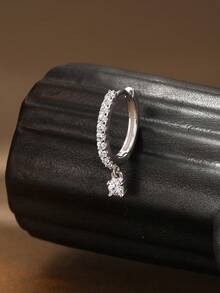 1件925莫桑石纯银精致椭圆形镀钻耳夹，18K金镶嵌，适合女性、女孩日常佩戴、婚礼、派对、订婚等场合。 - 銀色 - 查看 4