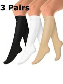 1/3/6 Pairs Unisex Copper Fiber Compression Socks, 15/20mmHg High Tube, Suitable For Pregnant Women, Nurses, Maternity Sports Shoes, Outdoor Sports Fitness, Y2K Comfortable Socks - Multicolor - View 13