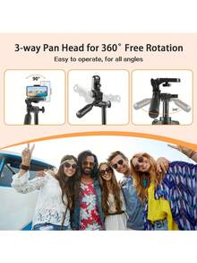 UEGOGO 130厘米铝合金三脚架，带手机支架，适用于、安卓手机和运动相机，非常适合视频录制、自拍、直播和Vlog，时尚黑色三脚架，铝合金材质。 - 查看 6