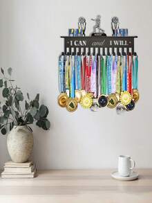 1pc Metal All-In-One Medal Display Rack, Multi-Function Wall Mounted Hanging Medal Hook & Key Holder - Multicolor - View 3