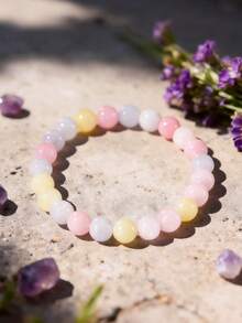 摩根石水晶手链，象征爱、同情和情感疗愈，淡雅的粉红色调，天然宝石珠子，高品质水晶，礼品 - 彩色 - 查看 5
