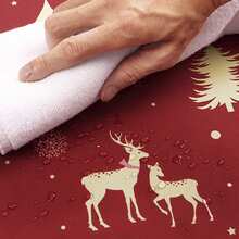 Rectangular Waterproof Christmas Tablecloth - Deer And Tree Design - Durable Polyester - Perfect For Parties, Home And Outdoors - Festive Table Decoration - 60x120/60x102 Inches - Gold 54"*108" - View 8