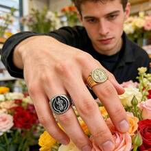 1pc St. Benedict Catholic Religious Men's Ring, 316 Stainless Steel Material, 18K Gold Vacuum Plated Inside & Outside, Durable Waterproof Non-Fading Non-Allergic. Suitable For Religious Events, Theme Parties, And Casual Daily Wear - St. Benedict Men's Ring - View 5