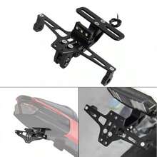 Porta Placa Universal Para Moto Ajustable Con Luz Negro - A - Ver 2