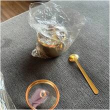 Bộ 3 món (1 thìa, 1 bát, 1 nắp thủy tinh) Hũ đựng gia vị bằng thép không gỉ mạ vàng, kèm 1 thìa, 1 bát, 1 nắp thủy tinh, an toàn khi rửa bằng máy rửa chén, thiết kế miệng rộng, hũ đựng gia vị đa năng, hũ đựng kem, hũ đựng đường, thích hợp cho quầy cà phê và sắp xếp nhà bếp. - Vàng - Xem 3