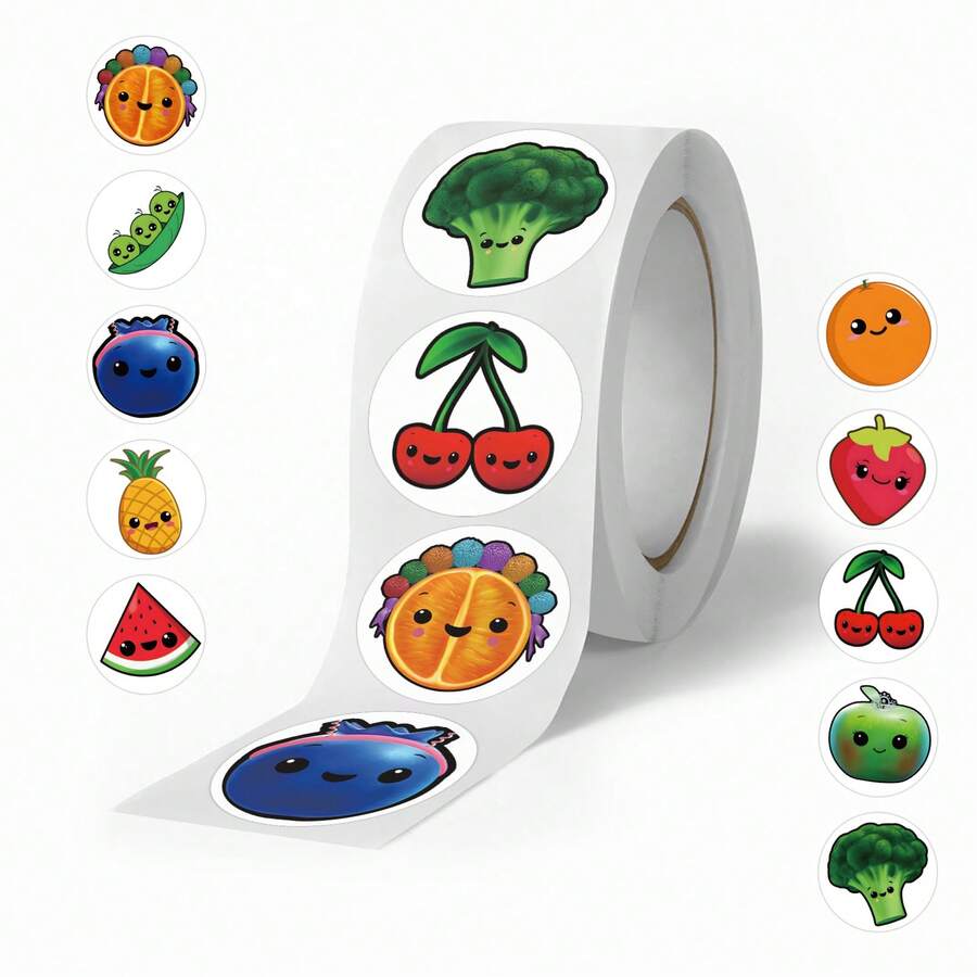 500 Stück Cartoon Gemüse & Obst Aufkleber Set, Kunst & Handwerk, zum Dekorieren von Schreibwaren, Tassen, Gepäck, Kühlschränken, Skateboards, Gitarren, lustige Aufkleber, Kindle Sammelalbum Zubehör, Laptop Aufkleber - 1 Set - Übersicht 1