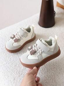 1 Pair Baby Girl Soft Bottom Toddler Shoes, Sweet Bow Decor Non-Slip Sneakers - بيج - مشاهدة 3