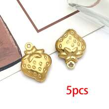 5/10个不锈钢心形水果星星吊坠金色镂空天使草莓吊坠可爱金属吊坠，适用于珠宝制作DIY工艺品手链耳环项链 - 彩色 - 查看 17