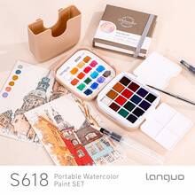 Solid Watercolor Gift Set, Rich Colors, Fine Texture, Layered Tones, Smooth Lines Fit Hand Shape, Comfortable Grip, 4-In-1 Bucket + Paints + Palette + Brushes, Portable For On-The-Go Creation, Suitable For Painting, Writing, Journaling, Postcards, Etc. - Painting Supplies - View 7