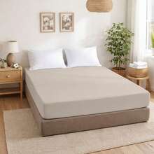 Ecommerc3 Fitted Sheet, 100% Natural Cotton, For Beds From 90 To 200 Cm, Elasticated Perimeter, Various Colors - Land - View 2