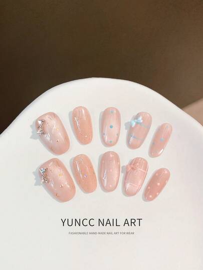 10pcs Handmade,Nail,Press On Nails,Valentine's Day,Gift,Spring And Summer Nails,Round Nails,Spring Nail,Nails Press On,Press On Nails Short,Fake Nails,Short Nails,Press On Nails Acrylic,Handmade Press On Nails,Detachable And Reusable ﻿