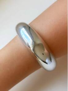 Thick Oval Gold Plated Bracelet Ideal For Parties And Weddings - 525 - 銀色 - 查看 2