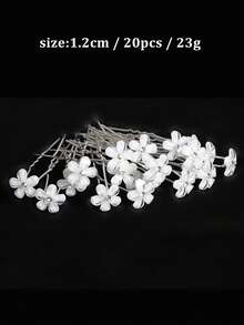 20个水晶花朵U型发夹，新娘婚礼发型配饰 - 銀色 - 查看 2