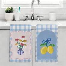 Bộ 2 khăn lau bếp họa tiết hoa lá và chanh kẻ caro xanh lá cây, kích thước 40*60cm, mềm mại, thấm hút tốt, phong cách trang trí nhà nông thôn, quà tặng tân gia, phù hợp cho nhà bếp và phòng tắm, tuyệt vời cho các bà nội trợ và những buổi họp mặt gia đình, giá trị cao. - Mầm xanh - Xem 11