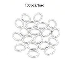 100pcs/Pack Stainless Steel Single Loop Oval Rings, Closed Loop Rings For Necklace Jewelry Making, Minimalist Fashion Hypoallergenic Findings For DIY - Egg-shaped Ring - View 9