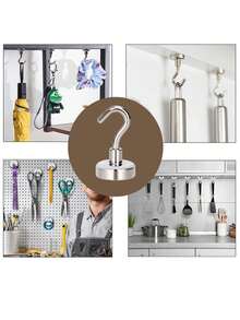 5pcs Magnetic Hooks, No Drilling Needed, Strong Adhesive Magnetic Hooks For Keys, Kitchen, Fridge, Durable - View 5