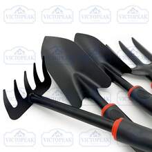 Bộ dụng cụ làm vườn cầm tay 4 món: Xẻng nhỏ, cuốc nhỏ, cào 3 răng, cào 5 răng. - Xẻng rộng + xẻng hẹp + xẻng ba ngạnh + cào năm ngạnh - Xem 2