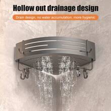 1 chiếc kệ đựng đồ nhà tắm/nhà bếp một tầng, giỏ tam giác bằng nhôm gắn tường không cần khoan, kệ treo tường phòng tắm/vòi sen. - lớp đơn - Xem 2