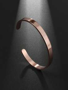 1件光滑银色不锈钢手镯，简约钛钢情侣手链，厂家直销 - 銀色 - 查看 7