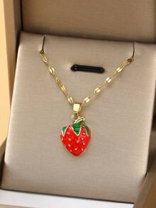 1 pieza Collar de fresa esmaltado para mujer - fresa - Ver 1