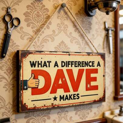 Biển gỗ phẳng 2D phong cách cổ điển "Sự khác biệt của Dave" bền chắc - Trang trí tường kiểu nhà nông màu đỏ trắng với câu nói hài hước, món quà hoàn hảo, thiết kế phẳng 2D, trang trí văn phòng | Trang trí vui nhộn | Biển gỗ, Trang trí nghệ thuật treo tường, kèm dây gai để dễ dàng treo, món quà tuyệt vời cho bạn bè