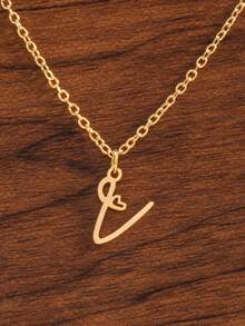 1件装26字母设计心形吊坠项链，母亲节礼物，送朋友的礼物 - 款式1 - 查看 5