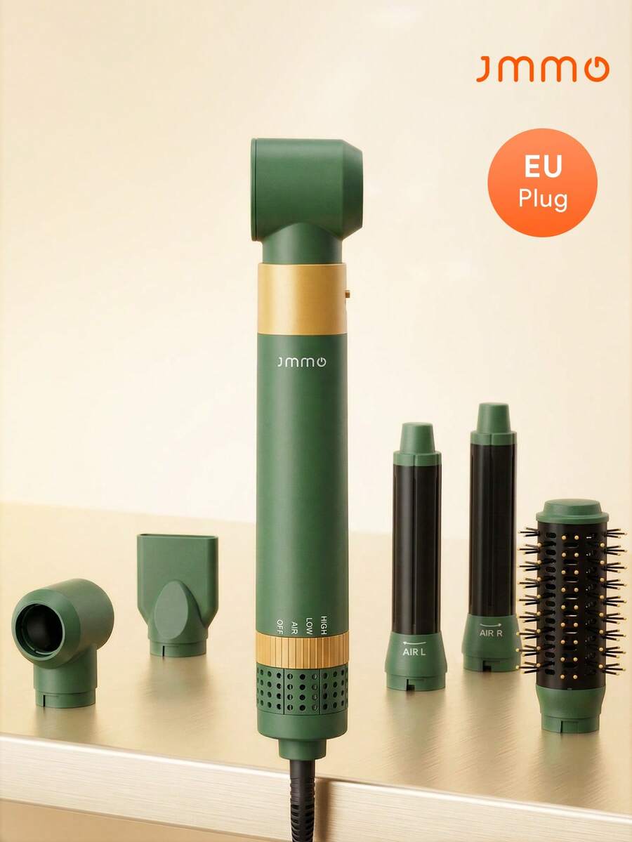 JMMO 5-In-1 Hot Air Styler Set, Hair Dryer Brush, High-Speed Frizz-Free Blow Dryer For Fast Drying, Curling Volumizing Smoothing & Styling, Hair Styler, Straightening Curler, Green-EU Plug - Green - View 1