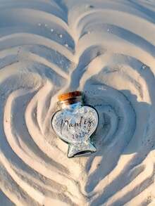 Customized Honeymoon Sand Bottle, Personalized Honeymoon Heart-Shaped Glass Jar, Customized Wedding Bride Party Bottle, Beach Resort Souvenir Bottle, Honeymoon Memories, Creative Beach Couple Gift, Unique Honeymoon Sand Souvenir - Multicolor - View 4
