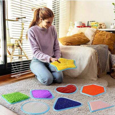 8pcs/Set Multifunctional Sensory Textured Mat, For Indoor & Outdoor Use, Sensory Carpet, Sensory Play Toy Mat Room Decor Rug Bedroom Decor Rugs