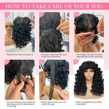 DZfirst 18-Inch Curly Synthetic Wig With Bangs, Natural Looking Wavy Wig For Daily Wear - Brown Ombre - View 10