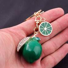 1pc Cute Rhinestone Lemon Keychain Summer Fruit Metal Lemon Slice Bag Accessories Ideal Gift For Friends Lightweight And Luxurious - Multicolor - View 10