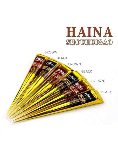 SRVAKK 3/4/12 Pcs Henna DIY Tattoo Paste, Brown/Black Temporary Henna Tattoo, Semi-Permanent Fingerprint Body Painting Ink, Waterproof Henna Tattoo Paste, Suitable For Body Painting And Various DIY Patterns.