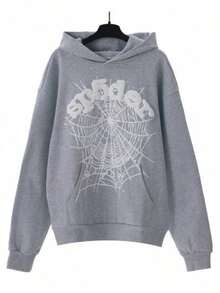 NEW Hip Hop Spider Hoodies Set Y2k Hoodie-Men's Spider Web Graphic Print Hoodie – "" Print Oversized Pullover,  Streetwear Casual Sweatshirt (Printed, Not Embroidered) - 灰色 - 查看 1