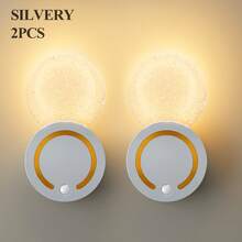 Lampe murale à capteur de cristal, lampe de décoration murale en acrylique, rechargeable par USB sans fil, 3 couleurs réglables, batterie longue durée, éclairage doux, préservant les yeux, convient pour armoire, placard, escalier, couloir, chambre, bureau, salle de bain, cadeau de Noël et d'anniversaire - Multicolore - Voir 12