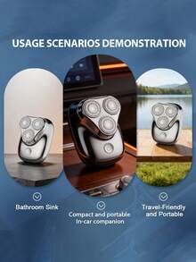 SKYWORTH 300mAh High Capacity Battery Electric Shaver, IPX7 Waterproof, Wet/Dry Use, Fully Washable, 3 Precision Steel Blades, One-Touch Start, Premium Silver Appearance, Suitable For Use In Shower, Reduces Skin Irritation - Multicolor - View 7