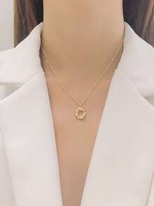 1pc Stainless Steel Rose Wreath Pendant Necklace, Fashionable Luxury Elegant Design Jewelry Gift - Rose Wreath - View 4