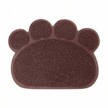 1pc PVC Anti-Slip Pet Cat Litter Mat, Paw Print Design, Dual Use As Litter Box Mat & Feeding Mat - Multicolor - View 5