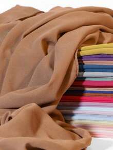 1 pieza Pañuelo de cabeza básico de unicolor, estilo de Oriente Medio, hecho de tela de gasa transpirable, ligero y cómodo para uso prolongado, adecuado para todas las estaciones - beis claro - Ver 6