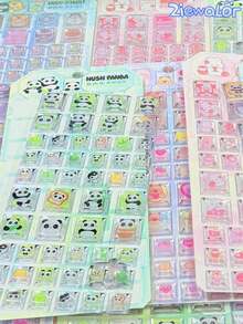 ZIEWALOR Cute Block Pet Series Panda And Rabbit 3D Stickers, Creative Seal Stickers, Candy Drip Stickers, Cartoon 3D Epoxy Resin Sticker Set | Suitable For Smartphones, Notebooks, Cups, Sticker Art | Smooth Surface, High-Quality Resin, Craft Stickers, Self-Adhesive Stickers, Stationery Lovers, DIY Enthusiasts - Multicolor - View 1