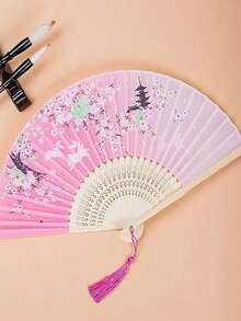 25骨竹折扇，手工编织，适用于舞蹈表演、文化展示、户外活动、花园、旅行必备、便携用品、沙滩必备、毕业季、毕业典礼、毕业礼物、祝贺毕业、毕业典礼、优秀毕业生、毕业派对、户外必备、旅行便携、徒步旅行必备、露营必备、便携工具、夏季必备、夏季便携 - A - 查看 4