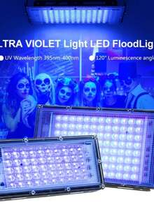 50/96/144 LED 黑光灯，金属紫外线泛光灯，USB供电，开关控制，适用于万圣节/圣诞节派对、人体彩绘、荧光霓虹装饰、家居照明装饰 - 彩色 - 查看 6