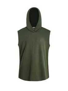 5-Pack, Men's Hooded Sports Vests, Men's Summer Sports Vests, Men's Summer Sports Hoodies, Sleeveless Hoodies, Suitable For Gym Workouts, Ball Sports, Outdoor Leisure, Hiking, Polyester Mesh, Breathable And Sweat-Proof, Men's Cool Vests, Multiple Colors Available, High Quality. - 軍綠色 - 查看 3