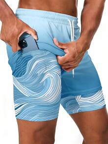 Áo sơ mi nam mùa hè in họa tiết sóng ombre, lót trong hai lớp, in hai lớp. - Nhiều màu - Xem 1