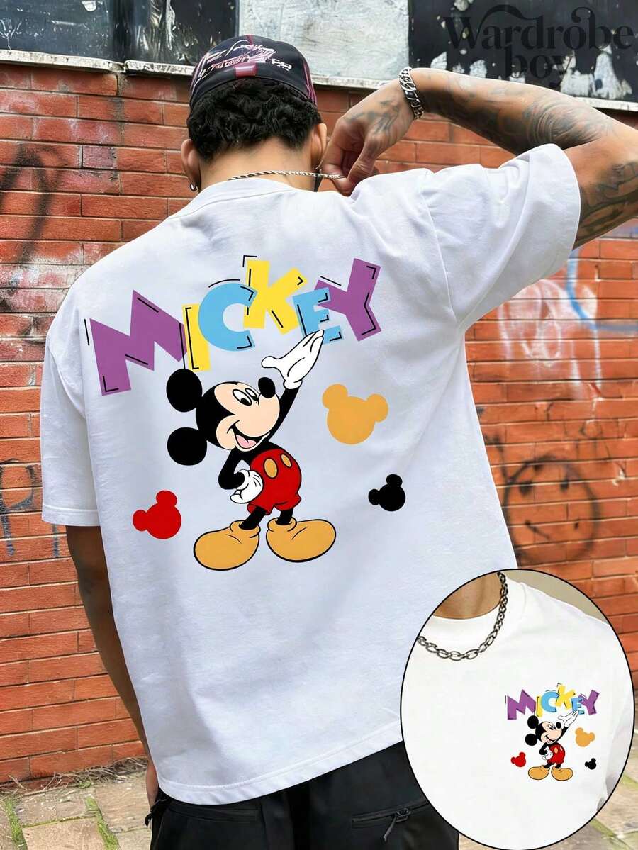 Disney Authorized Printed T-Shirt, Pattern White Printed T-Shirt, Family Vacation Travel T-Shirt. The New T-Shirt For 2026 Is Suitable For Both Men And Women, Made Of High-Quality Pure Cotton Fabric And Suitable For Wearing All Seasons. It Is Comfortable And Breathable, With Exquisite Design, Making It A Great Gift - 白色 - 查看 1